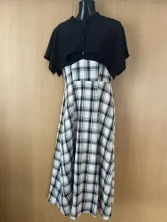 チェック柄ロングワンピース 半袖
