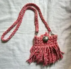 Tシャツヤーン ポシェット 赤いポシェット ポーチ ミニショルダーバッグ