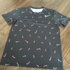 NIKE DRI-FIT 総柄ロゴ Tシャツ ブラック L
