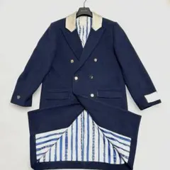 定価4万　美品　LIBEIRO チェスターコート　金ボタン　総柄裏地　異素材　紺