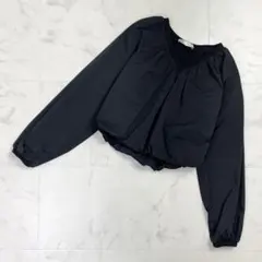 ZARA パフスリーブ クロップドブラウス 黒*PD1215