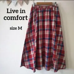 Live in comfort チェック柄 フレアロングスカート М 綿100%のサムネイル