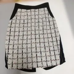 ツイードタイトスカート ホワイト/ブラック