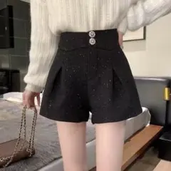 ツイードビジューボタンショートパンツ[ac2219]