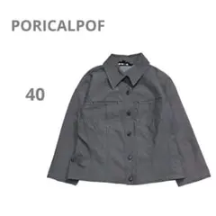 【PORICALPOF】ショート丈 シャツジャケット ストレッチ グレー L