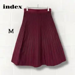 インデックス/ニットフレアスカート/ストライプ/ボルドー/ウエストゴム/膝丈/Mのサムネイル