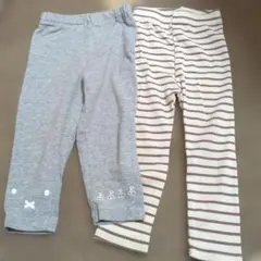 90 ミッフィー　ベビースパッツ・レギンスセット（グレー・ストライプ）