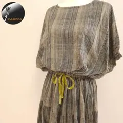 io comme io　ワンピース　20周年　チェック柄　リボン　グレー系　38