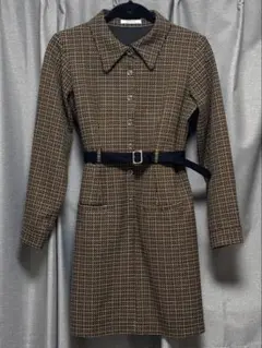 REDYAZEL チェック柄長袖ワンピース