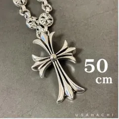 クロスペンダント クロスボールネックレス シルバー 50cm メンズ 十字架 q