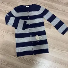 美品Lois CRAYON ロイスクレヨンボーダーカーディガン パールハート刺繍のサムネイル