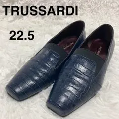 TRUSSARDI トラサルディ　クロコ型押し　パンプス　ネイビー　22.5のサムネイル