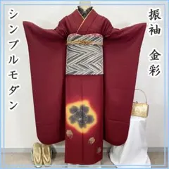 602z63☆人気！振袖 シンプルモダン 金彩 桜 臙脂色☆美品 成人式 結婚式