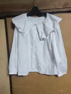 ビックカラーホワイト長袖シャツ(訳あり)