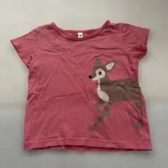ピンク 鹿イラスト Tシャツ 90センチ