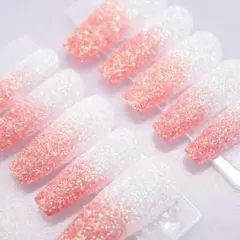 372 ネイルチップMサイズ 韓国 大人可愛い シュガー グラデーション ラメ