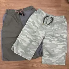 ikka 迷彩柄と無地のハーフパンツ　2枚セット