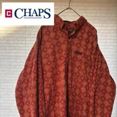 【CHAPS】 古着 90s 総柄 長袖シャツ Ralph Lauren ロゴ
