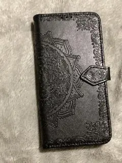 エンボス加工 黒 手帳型ケース　docomo AQUOS SH-54D