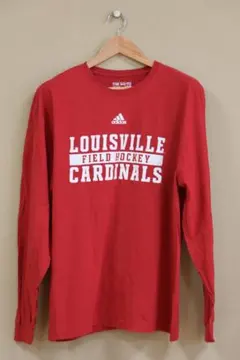 【adidas】ルイビル大学 カレッジプリント 長袖Tシャツ 赤 XLのサムネイル