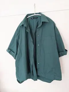 ZARA ダークグリーン 半袖シャツ　レディースL