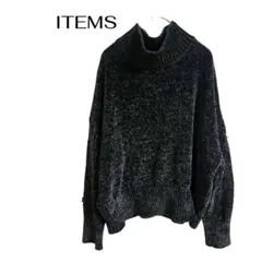 ITEMSカジュアルベロア風ニットトップス　ギャルデート