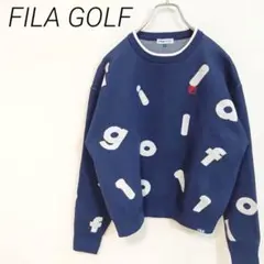 FILA GOLF クルーネックニット ネイビー Lサイズ ゴルフ　☆3529のサムネイル