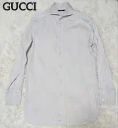 ■GUCCI■ ホリゾンタルカラー メンズドレスシャツ ライトグレー