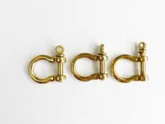 シャックル ヨロッパ式 D型バックル キーホルダー チェーン 金具 3個 真鍮