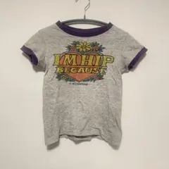 デニムダンガリー　リンガーＴシャツ　120　グレー　バックプリントありのサムネイル