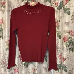 バーガンディ ニットセーター 長袖　M 新品未使用