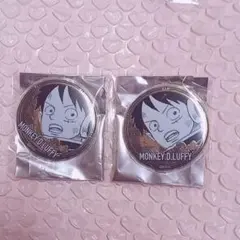 ワンピース 黄金缶バッジ ルフィ 2点