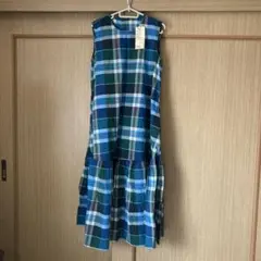 無印良品　マドラスチェック　スリーブレスワンピース
