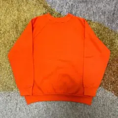 ヴィンテージ スウェット オレンジ 無地 ラグラン 古着 トレーナー