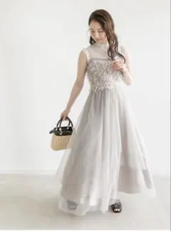 RANDA シアーリボンショルダーティアードロングワンピース 花柄 - メルカリ