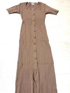 rienda ブラウン半袖ニットワンピース M