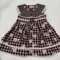 Sourisチェック柄花刺繍ワンピース 95