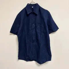 【UNIQLO】ユニクロ (M) メンズ 麻綿 半袖シャツレギュラーカラー 薄手