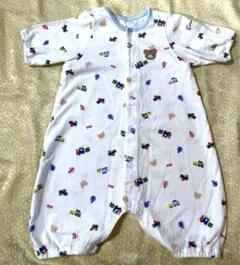 ミキハウス 乗り物プリントロンパース　天竺プリント　プレオール