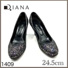 Diana ダイアナ　パンプス　グリッター　ラメ　ブラック系　1409