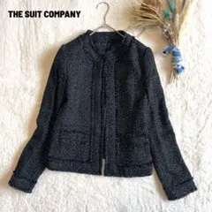 ツイード ノーカラージャケット 38 黒 ラメ セレモニー スーツカンパニー