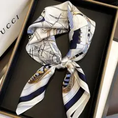 スカーフ マリン柄 53cm バッグアクセサリー 上品 おしゃれ ②