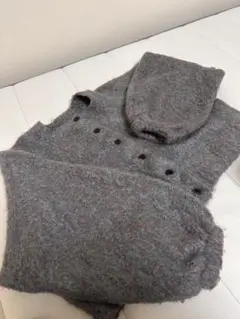 グレー パフスリーブ ニット カーディガン