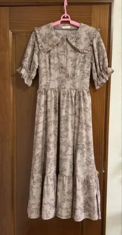 【新品】しまみさ トワルドジュイ柄ワンピース M サイズ モカ茶　青木美沙子