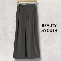 BEAUTY&YOUTH ツイル バックゴム ストレート パンツ　グレー