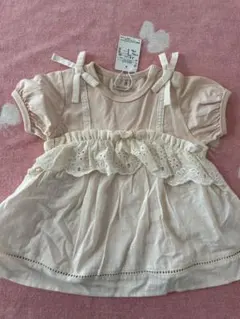 petit main ピンクベージュ フリルチュニック 90