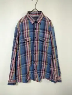 ユニクロ　長袖シャツ　メンズL　フランネルシャツ　　チェック柄　綿