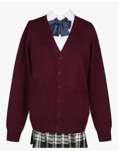 カーディガン　ワインレッド