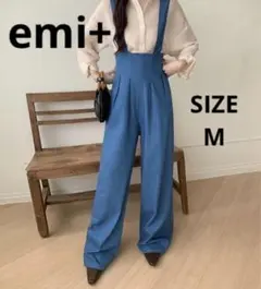 ♡emi+♡ エミプラス　ウエストタックハイウエストデニムサロペット