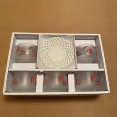 フロスト仕上げ 花柄 ティーカップ ソーサー セット